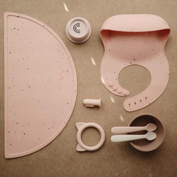 Mushie Silikoninis padėkliukas "Pink Confetti"